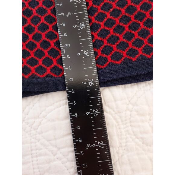 Talbots Sweater Y2K Career Boat Neck Red & Navy Jacquard Knit Women Size L - Picture 7 of 8